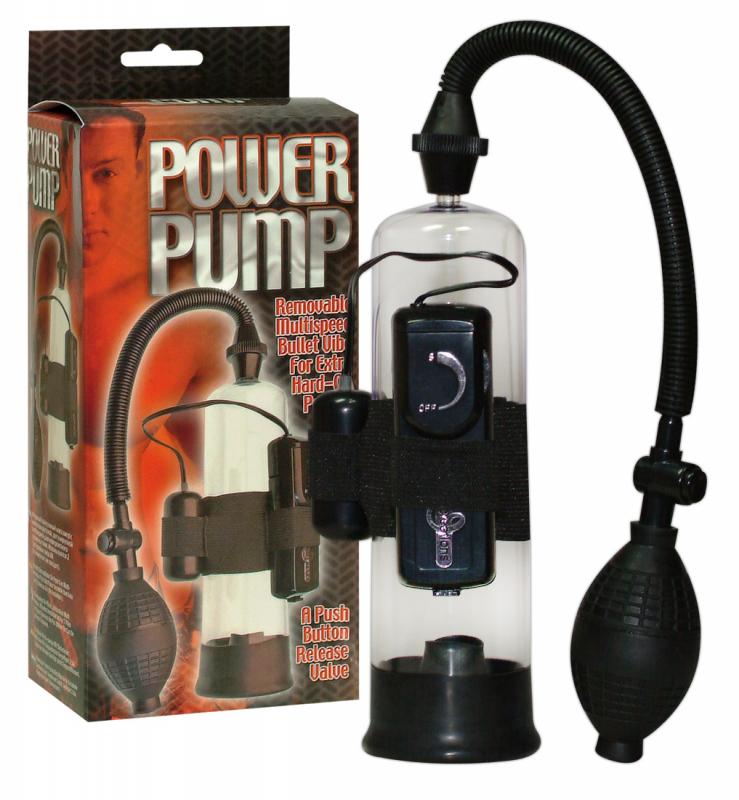 Вакуумная помпа для полового члена POWER PUMP с вибрацией черная