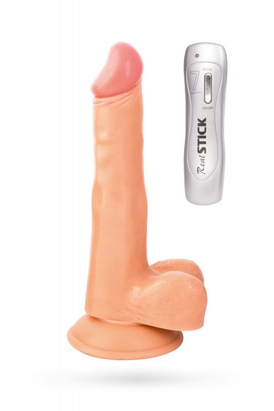 Вибратор TOYFA RealStick Nude реалистичный с пультом д/у, 7 режимов вибрации, 17 см