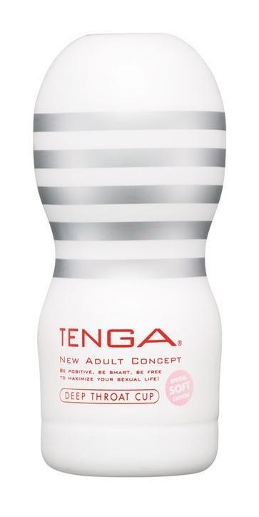 Мастурбатор для нежной стимуляции Tenga Deep Throat Soft, БЕЛЫЙ - ОРИГИНАЛ