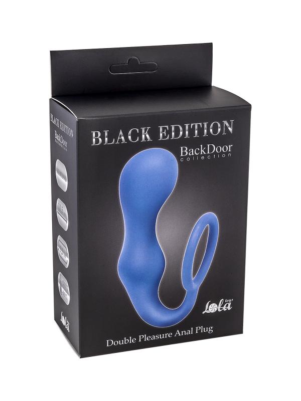 Эрекционное кольцо с анальной пробкой Double Pleasure Anal Plug Blue 4217-03Lola