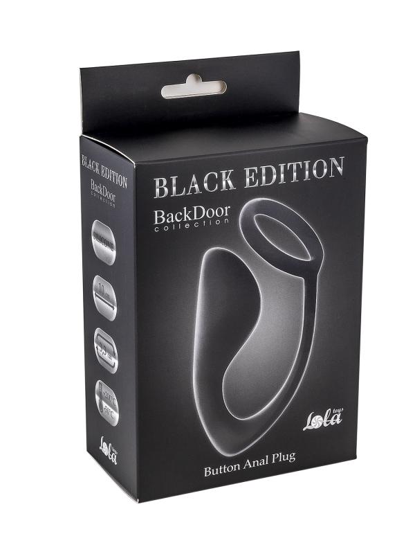 Мужской анальный стимулятор с кольцом на пенис Button Anal Plug Black 4216-01Lola