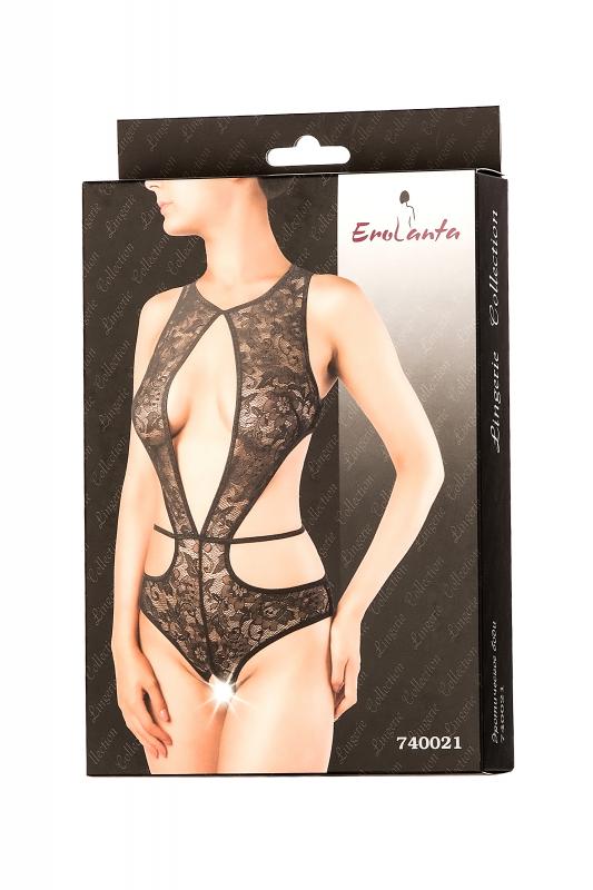 Эротическое боди Erolanta Lingerie Collection, из кружевного полотна черное (50-52)