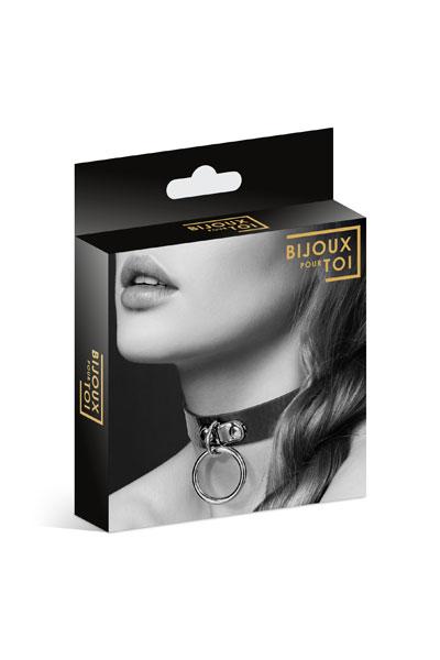 6060010010 / Чокер с кольцом черный COLLIER FETISH NOIR